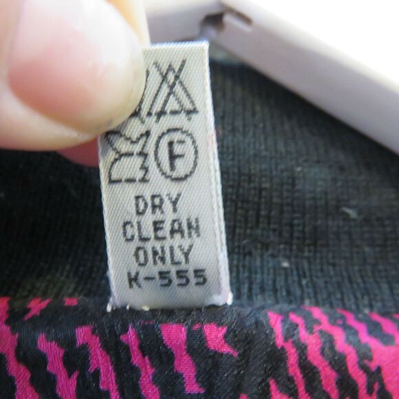 Vintage Hot Pink Patterned Silk Pullover Blouse - Women's Size 14 - Picture 5 of 6